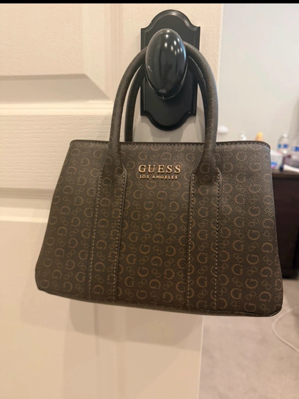 GUESS Brown Monogram Satchel